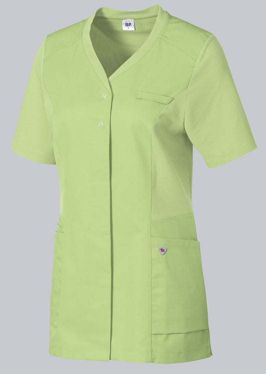BP dames zorgtuniek met washed look, knoopsluiting en piqué-inzetstukken voor optimale bewegingsvrijheid