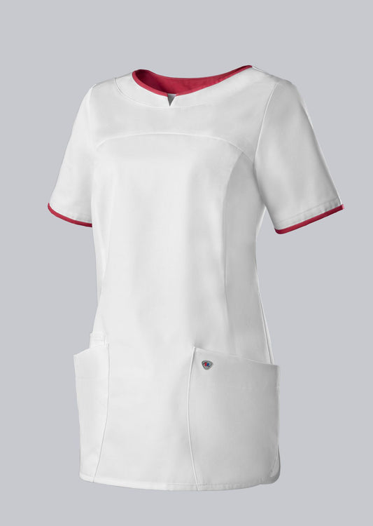 BP zorg tuniek voor dames wit met koraal details en smartphonezak