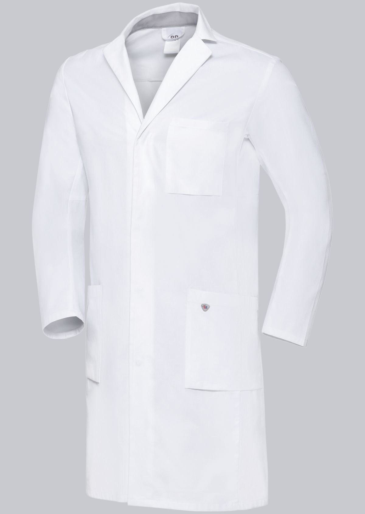 BP katoenen zorgjas voor heren van 100% katoen met reverskraag en blinde drukknoopsluiting voor professioneel gebruik