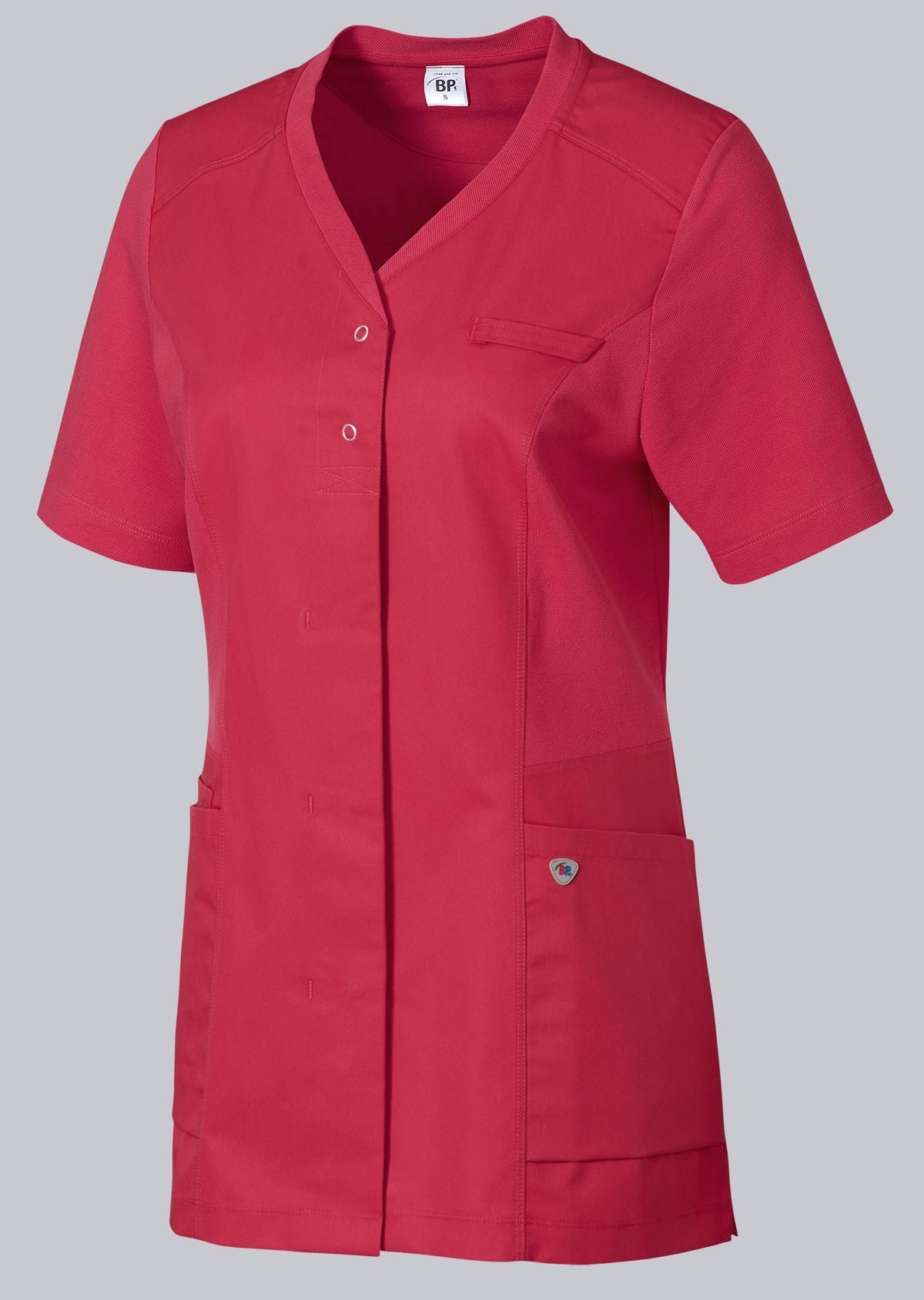 BP dames zorgtuniek met washed look, knoopsluiting en piqué-inzetstukken voor optimale bewegingsvrijheid