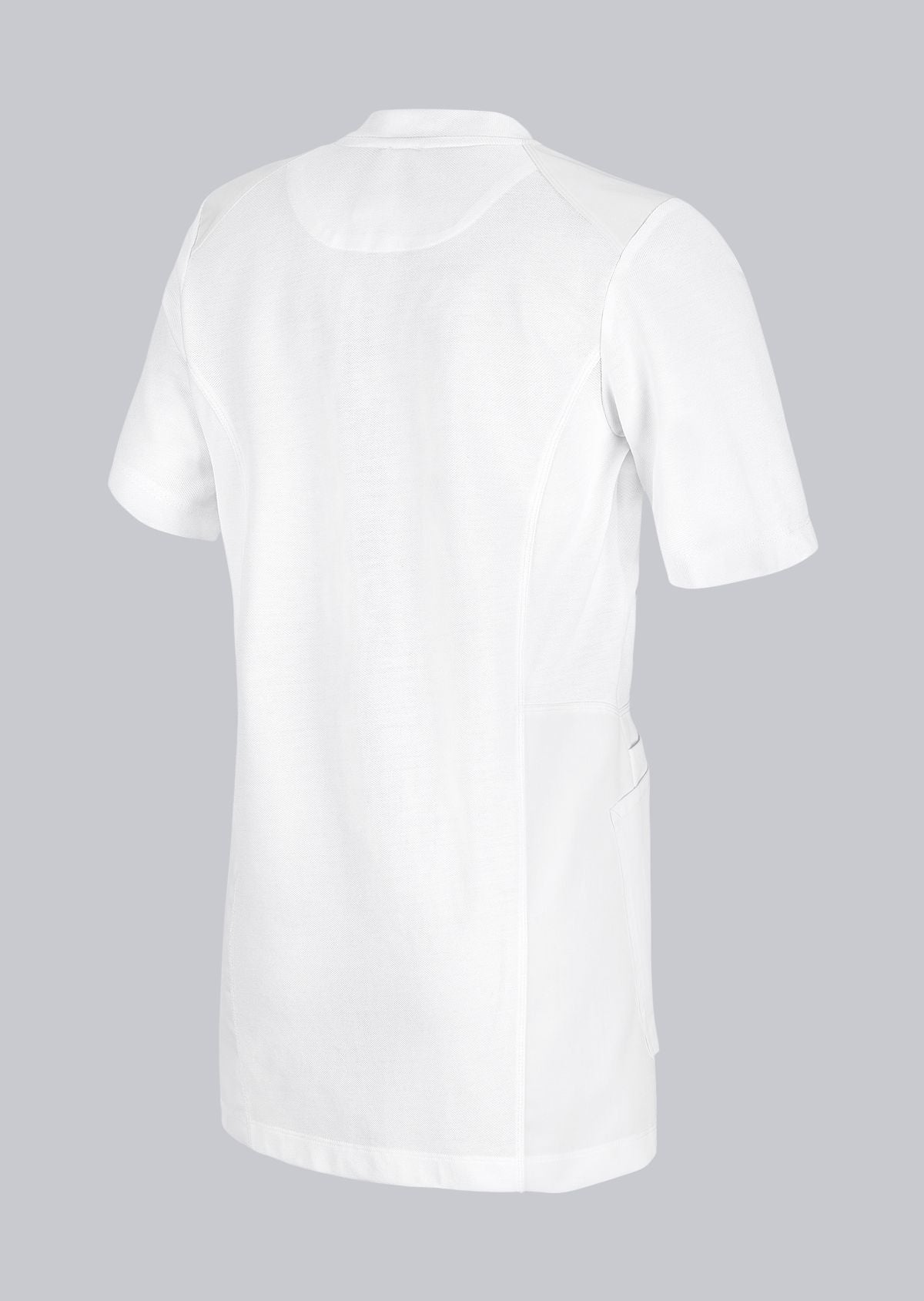 BP dames zorgtuniek in wit met drukknopen en piqué-inzetstukken voor extra bewegingsvrijheid