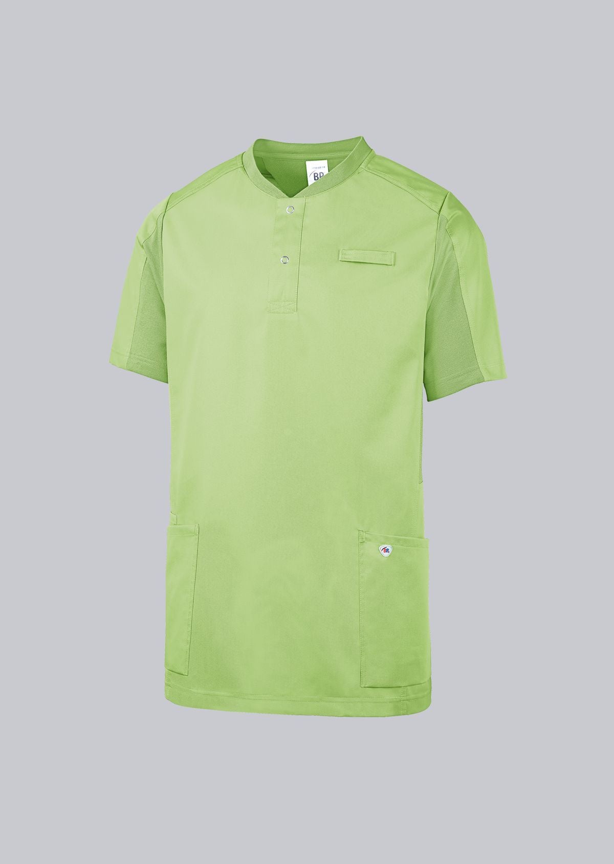 BP unisex zorgtuniek in lichtgroen met moderne details en functionele afwerking