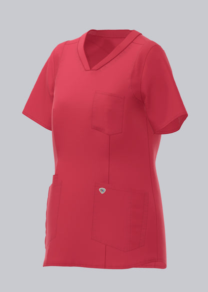 BP lichte dames zorgtuniek in coral met stretch en V-hals voor optimale bewegingsvrijheid