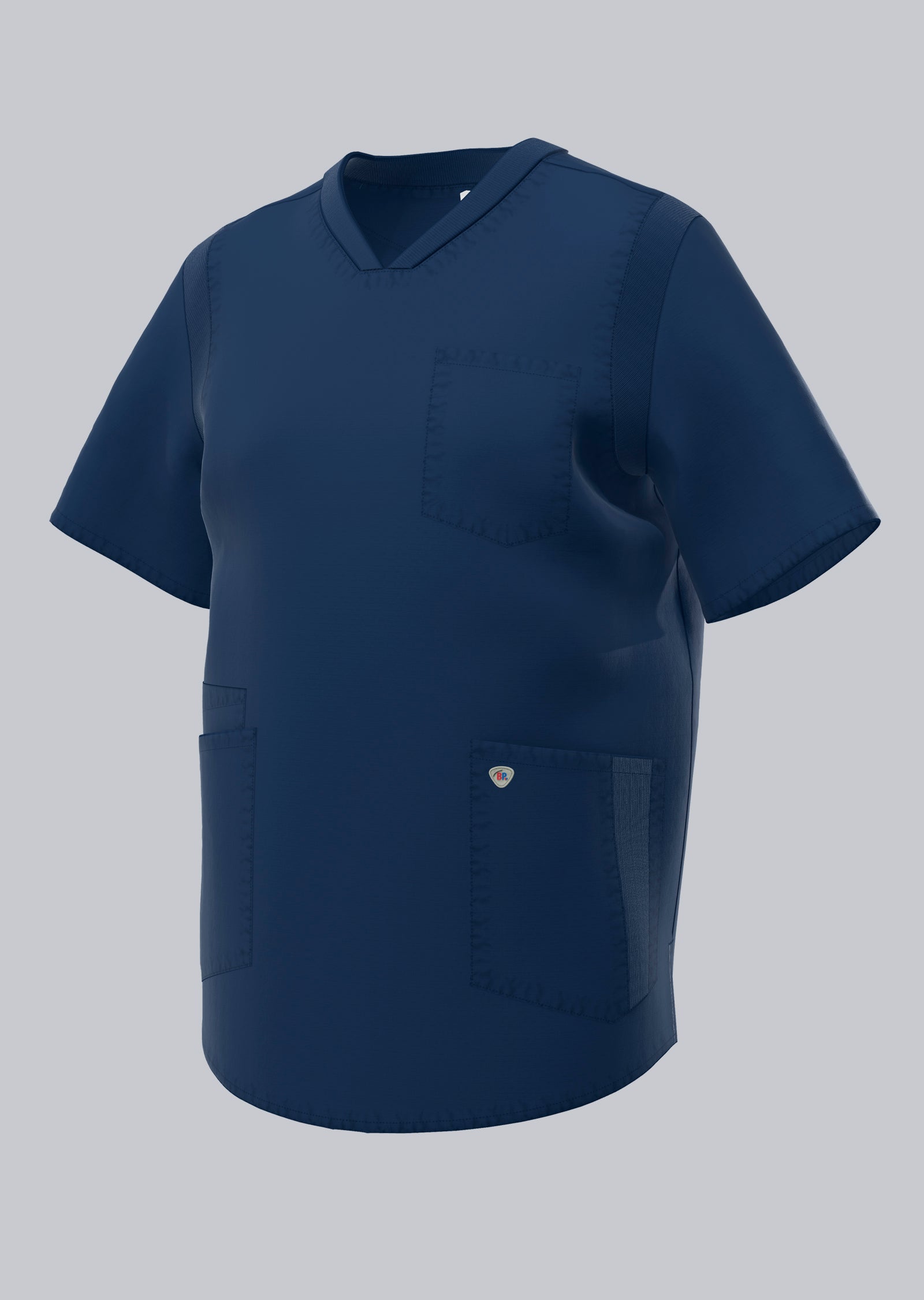 BP lichte unisex zorgtuniek in nachtblauw met flexibele inzetstukken en optimale bewegingsvrijheid