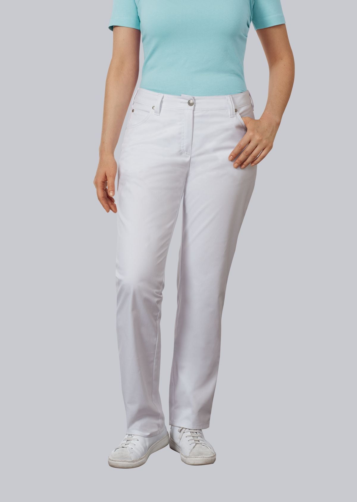 BP® stretch damesjeans wit met five-pocket design en klinknagels