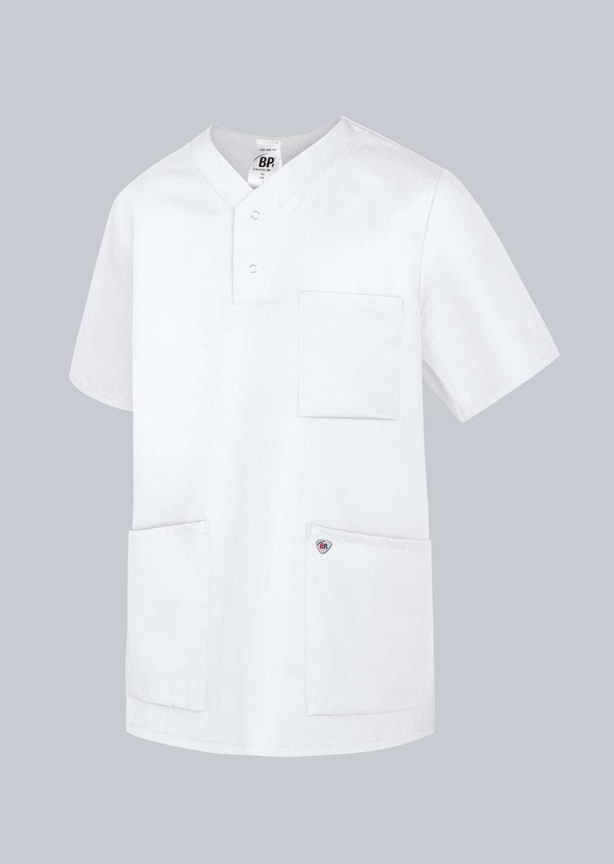 BP unisex Tencel zorgtuniek in wit met lyocell, armliftsysteem en ademende stof voor zorgprofessionals