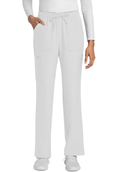 Rechte broek met middelhoge taille en elastische tailleband met trekkoord