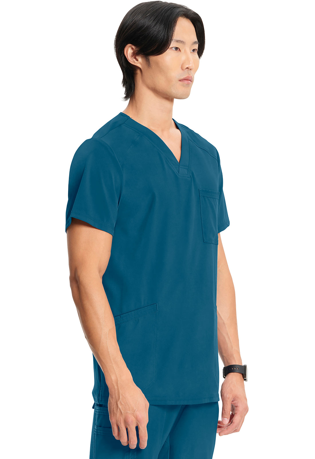 Heren T-shirt met V-hals met ribgebreide panelen en 360° stretch CKE900A