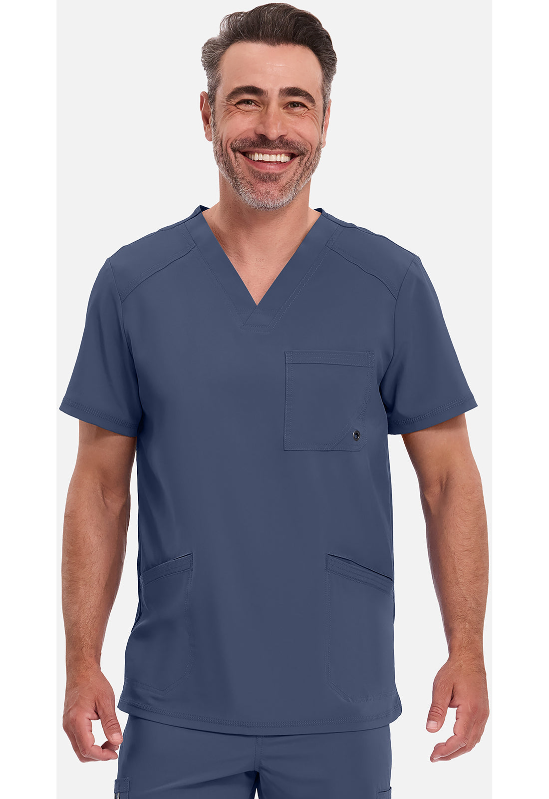 Heren T-shirt met V-hals met ribgebreide panelen en 360° stretch CKE900A