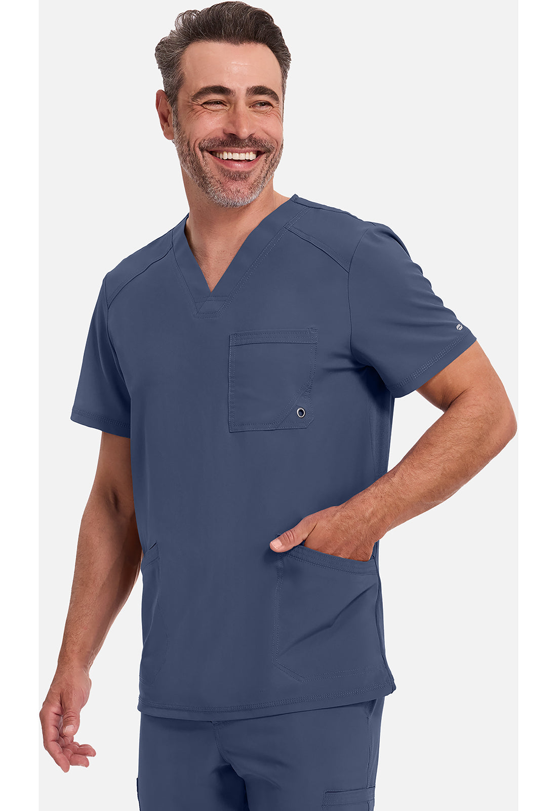 Heren T-shirt met V-hals met ribgebreide panelen en 360° stretch CKE900A