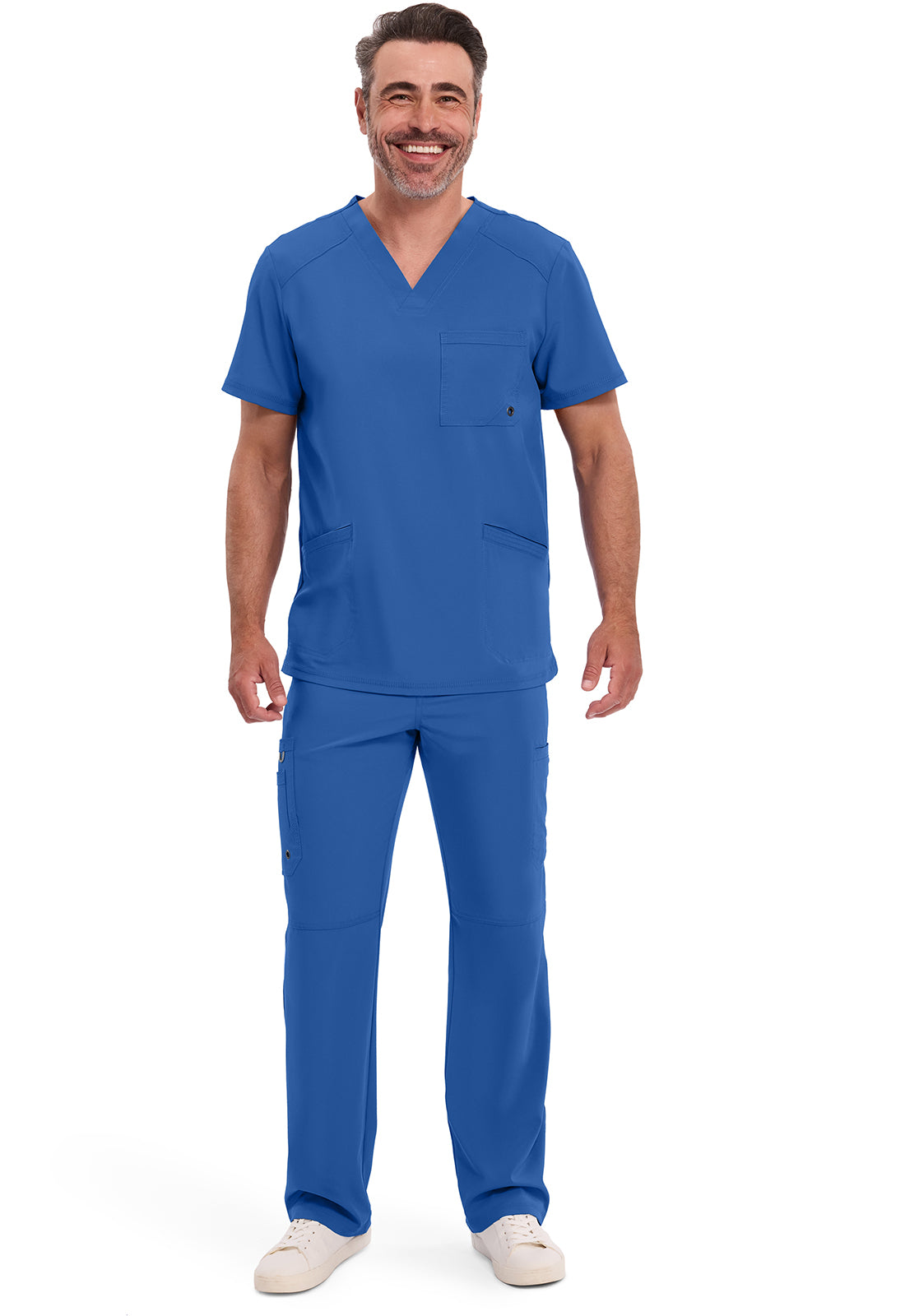 Heren T-shirt met V-hals met ribgebreide panelen en 360° stretch CKE900A