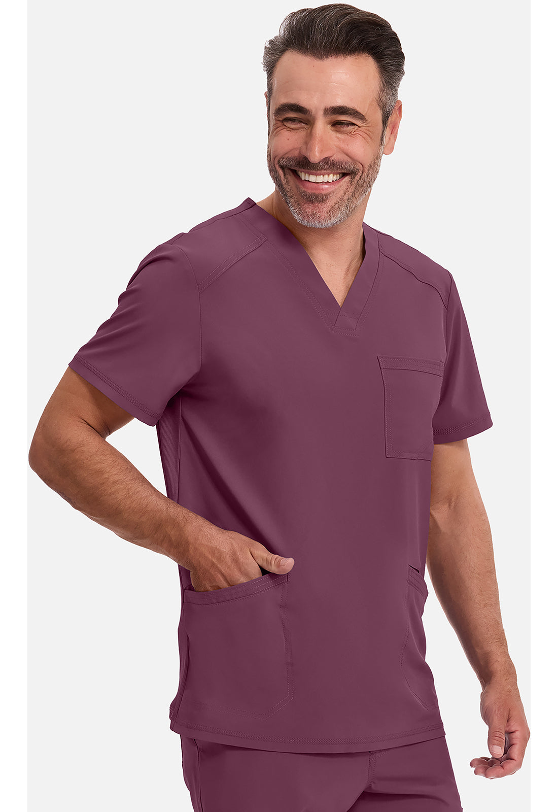 Heren T-shirt met V-hals met ribgebreide panelen en 360° stretch CKE900A