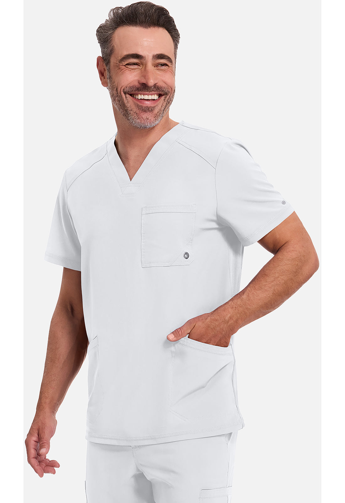 Heren T-shirt met V-hals met ribgebreide panelen en 360° stretch CKE900A