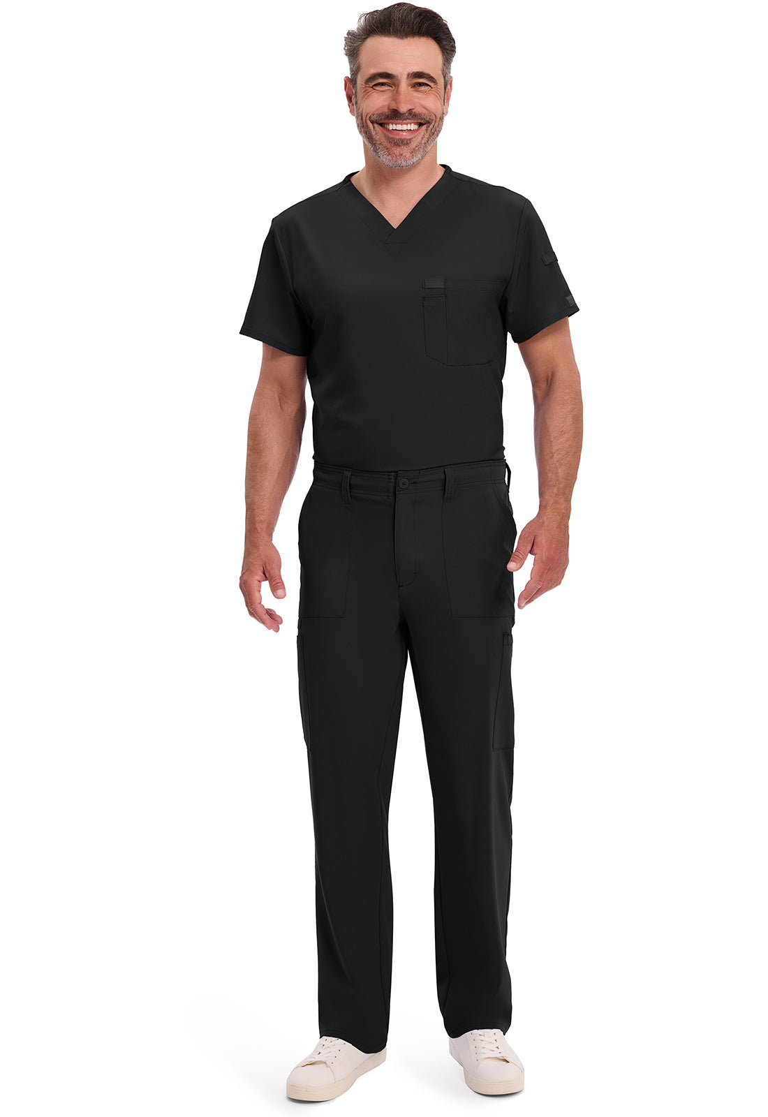 Herenbroek met natuurlijke taille en trekkoord met rechte pijpen en 360° stretch