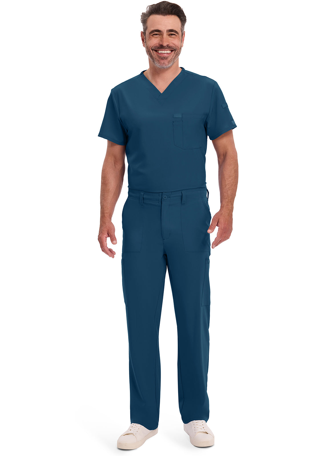 Herenbroek met natuurlijke taille en trekkoord met rechte pijpen en 360° stretch