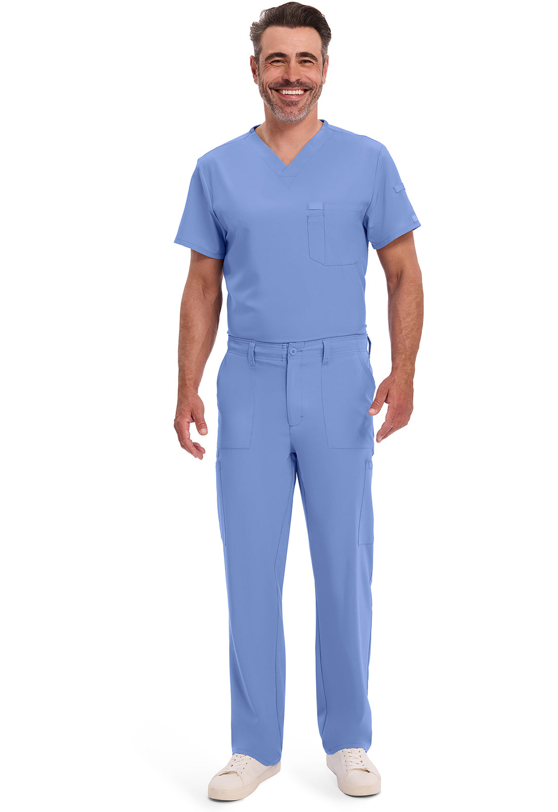 Herenbroek met natuurlijke taille en trekkoord met rechte pijpen en 360° stretch