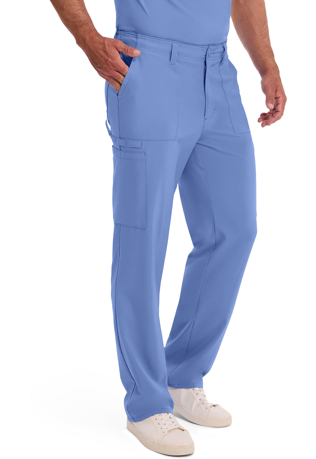 Herenbroek met natuurlijke taille en trekkoord met rechte pijpen en 360° stretch