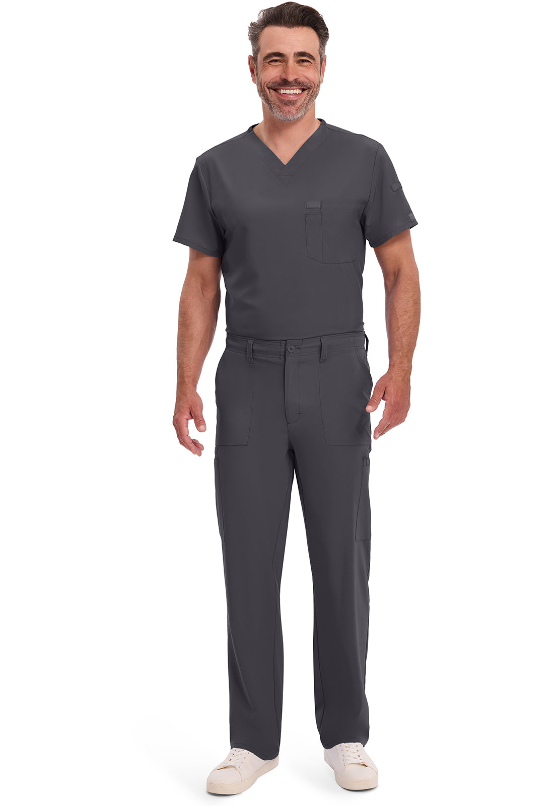 Herenbroek met natuurlijke taille en trekkoord met rechte pijpen en 360° stretch