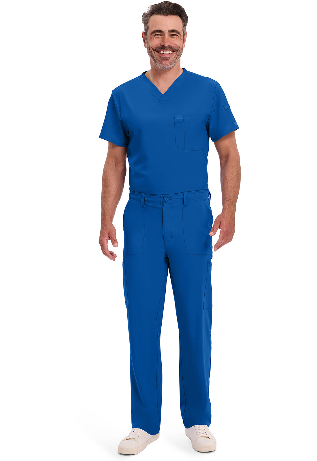 Herenbroek met natuurlijke taille en trekkoord met rechte pijpen en 360° stretch