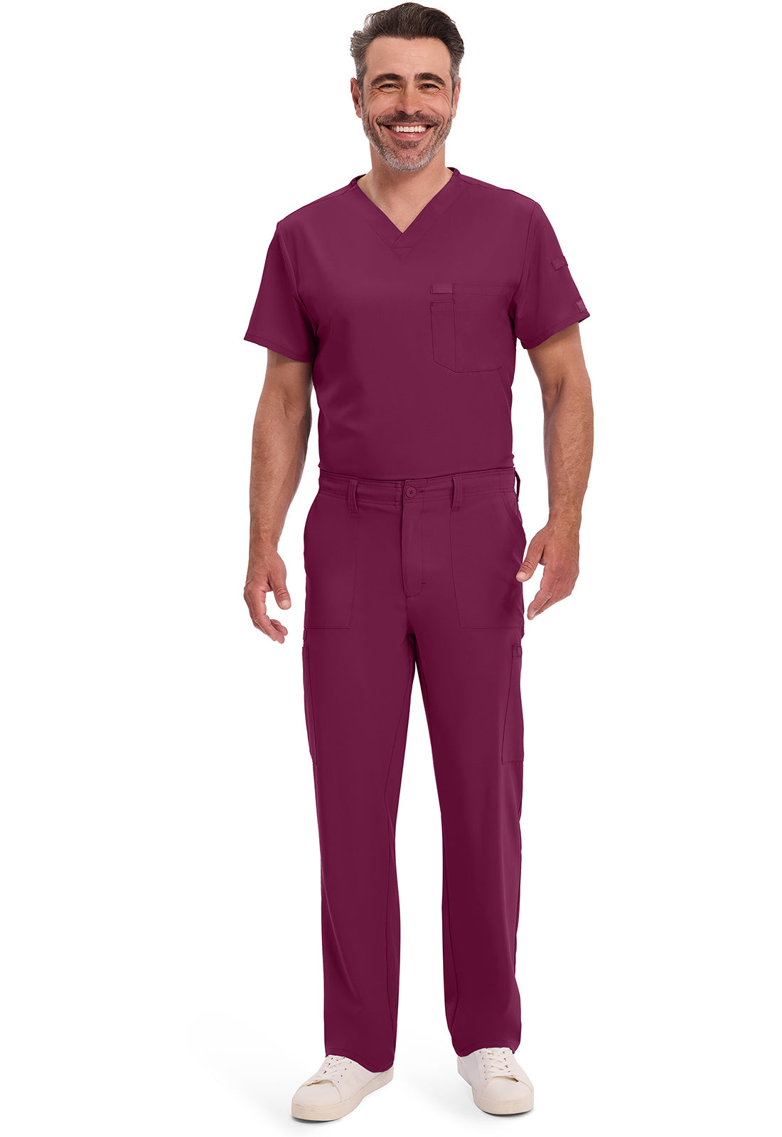 Herenbroek met natuurlijke taille en trekkoord met rechte pijpen en 360° stretch