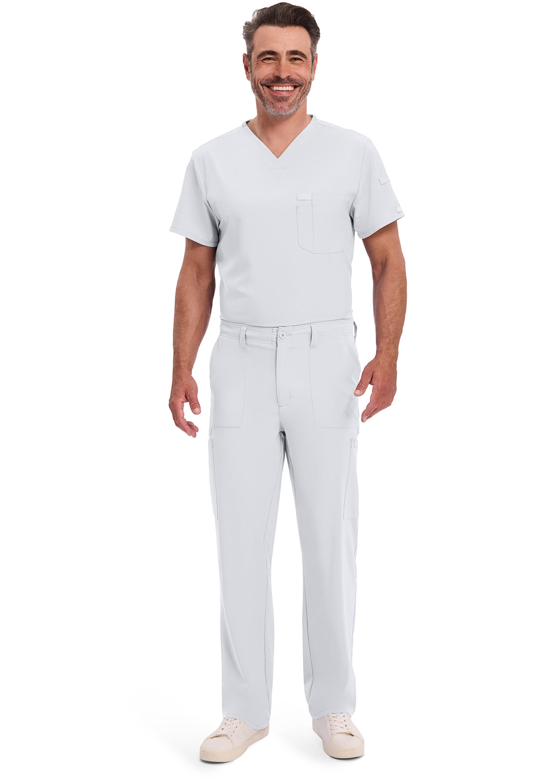 Herenbroek met natuurlijke taille en trekkoord met rechte pijpen en 360° stretch