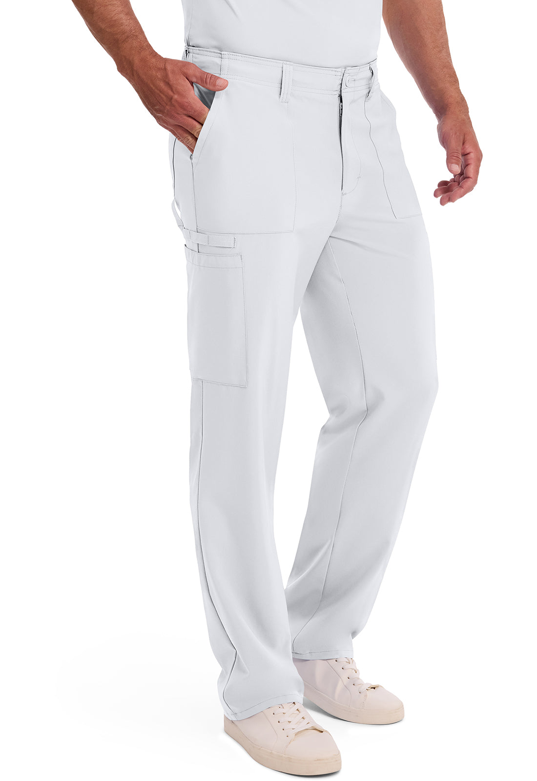 Herenbroek met natuurlijke taille en trekkoord met rechte pijpen en 360° stretch