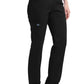 Mid-rise taps toelopende pull-on broek dames met elastische tailleband en stretchstof