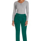 Mid-rise taps toelopende pull-on broek dames met elastische tailleband en stretchstof