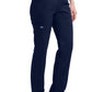 Mid-rise taps toelopende pull-on broek dames met elastische tailleband en stretchstof