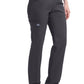 Mid-rise taps toelopende pull-on broek dames met elastische tailleband en stretchstof