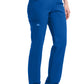 Mid-rise taps toelopende pull-on broek dames met elastische tailleband en stretchstof