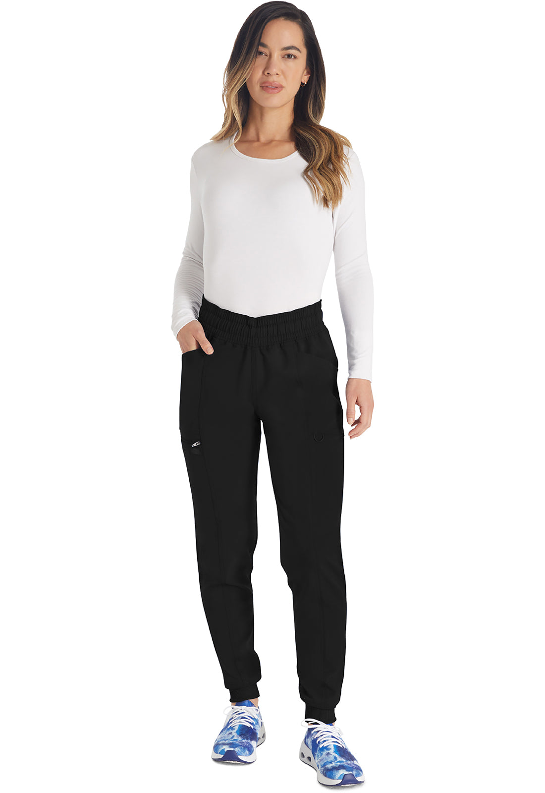 Joggingbroek met trekkoord met taps toelopende pijpen en ribgebreide manchetten