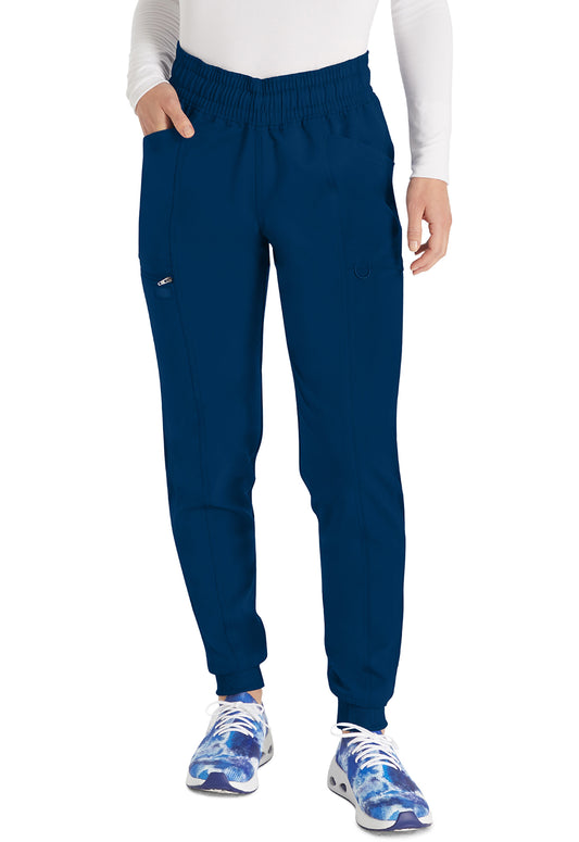 Joggingbroek met trekkoord met taps toelopende pijpen en ribgebreide manchetten