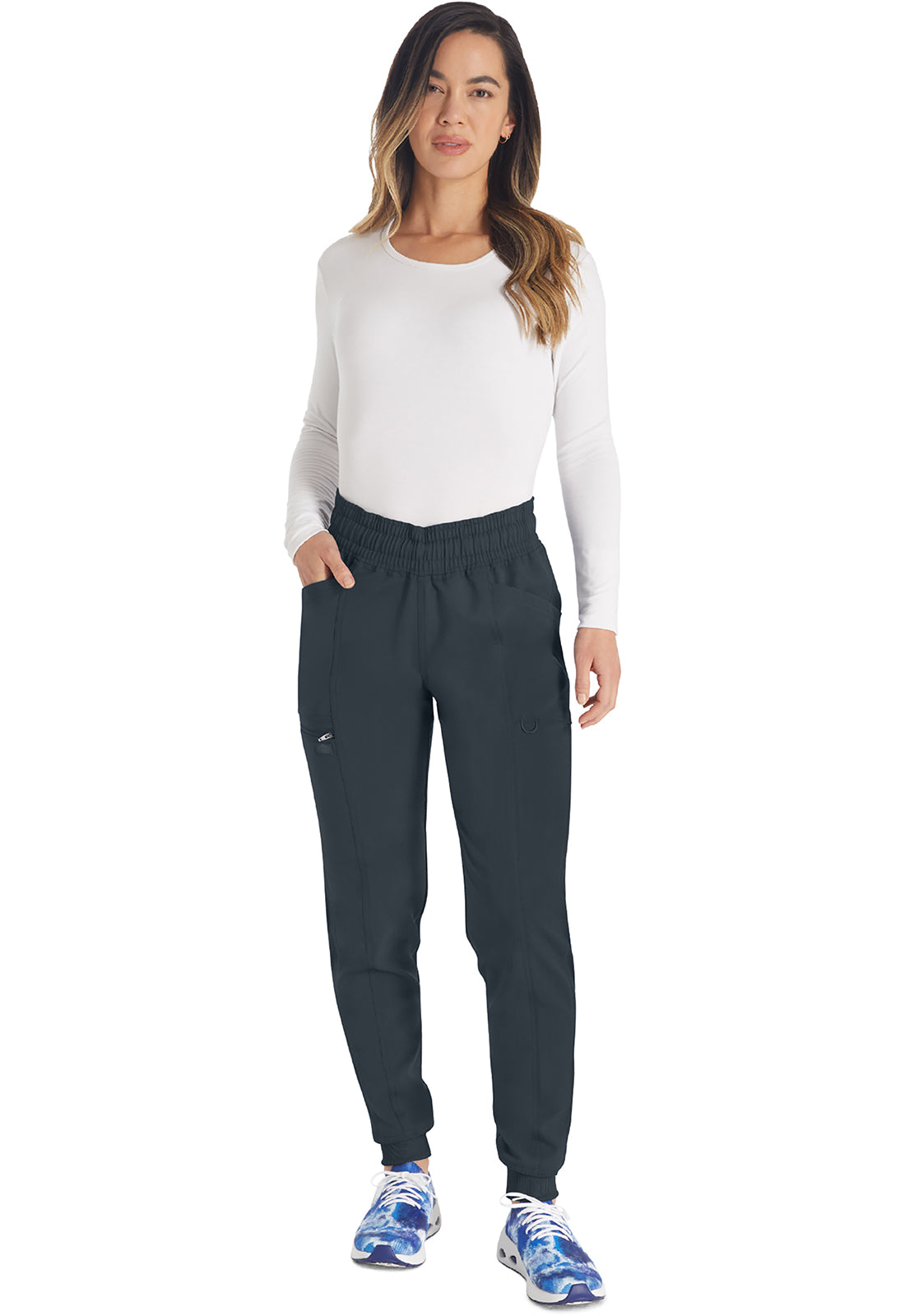 Joggingbroek met trekkoord met taps toelopende pijpen en ribgebreide manchetten