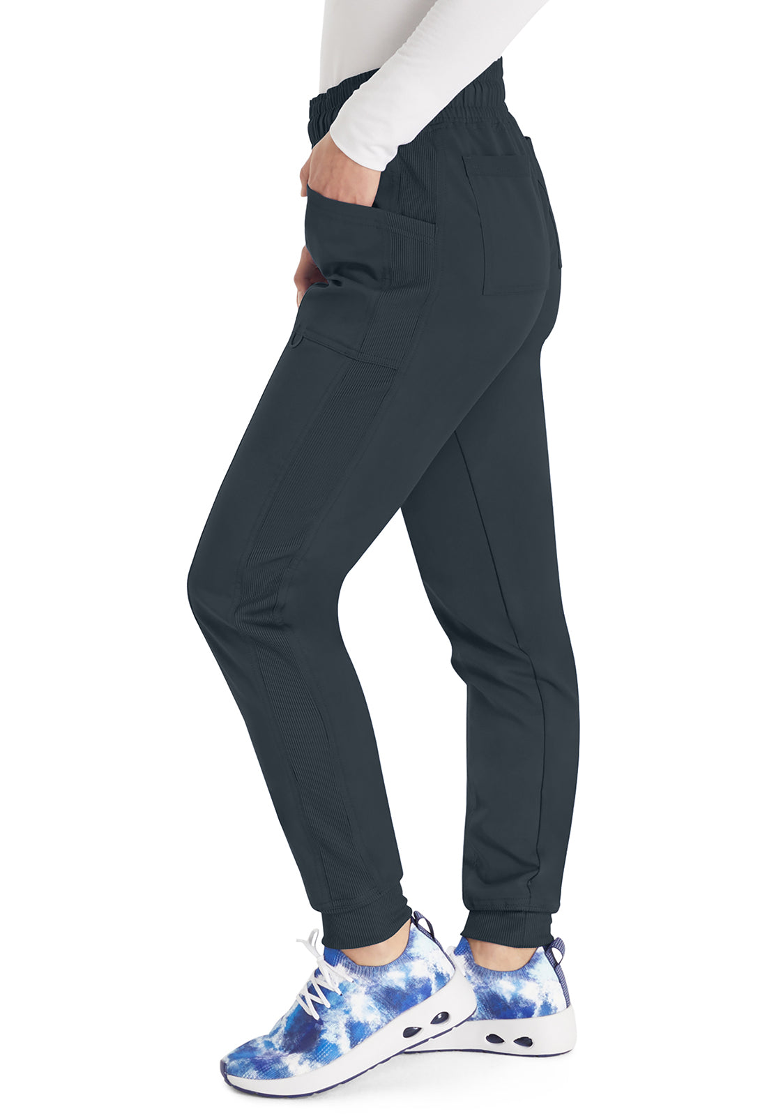 Joggingbroek met trekkoord met taps toelopende pijpen en ribgebreide manchetten