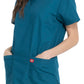 Unisex top en broek set met V-hals en taps toelopende broek met trekkoord