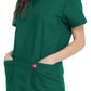 Unisex top en broek set met V-hals en taps toelopende broek met trekkoord