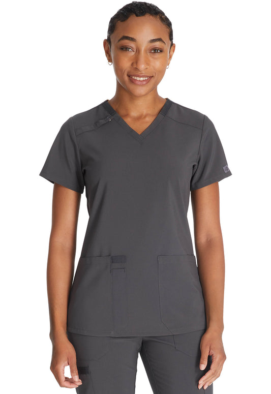 Top met V-hals dames met moderne pasvorm en 360° stretch