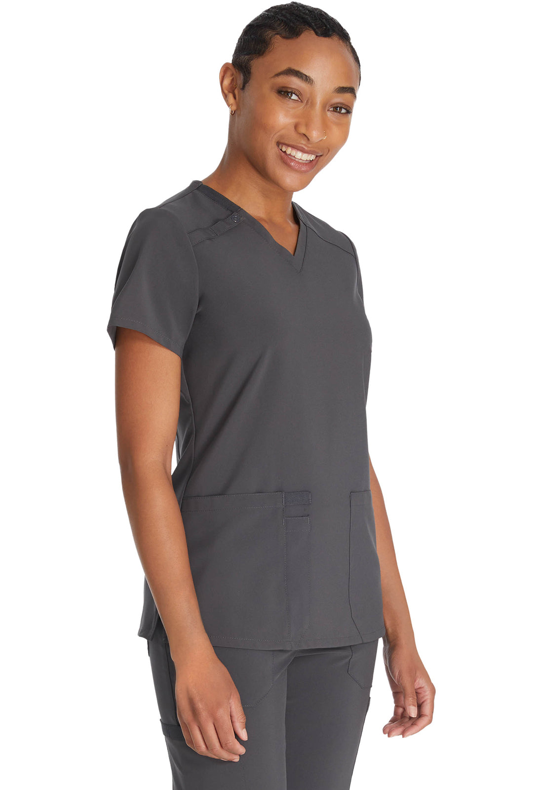 Top met V-hals dames met moderne pasvorm en 360° stretch