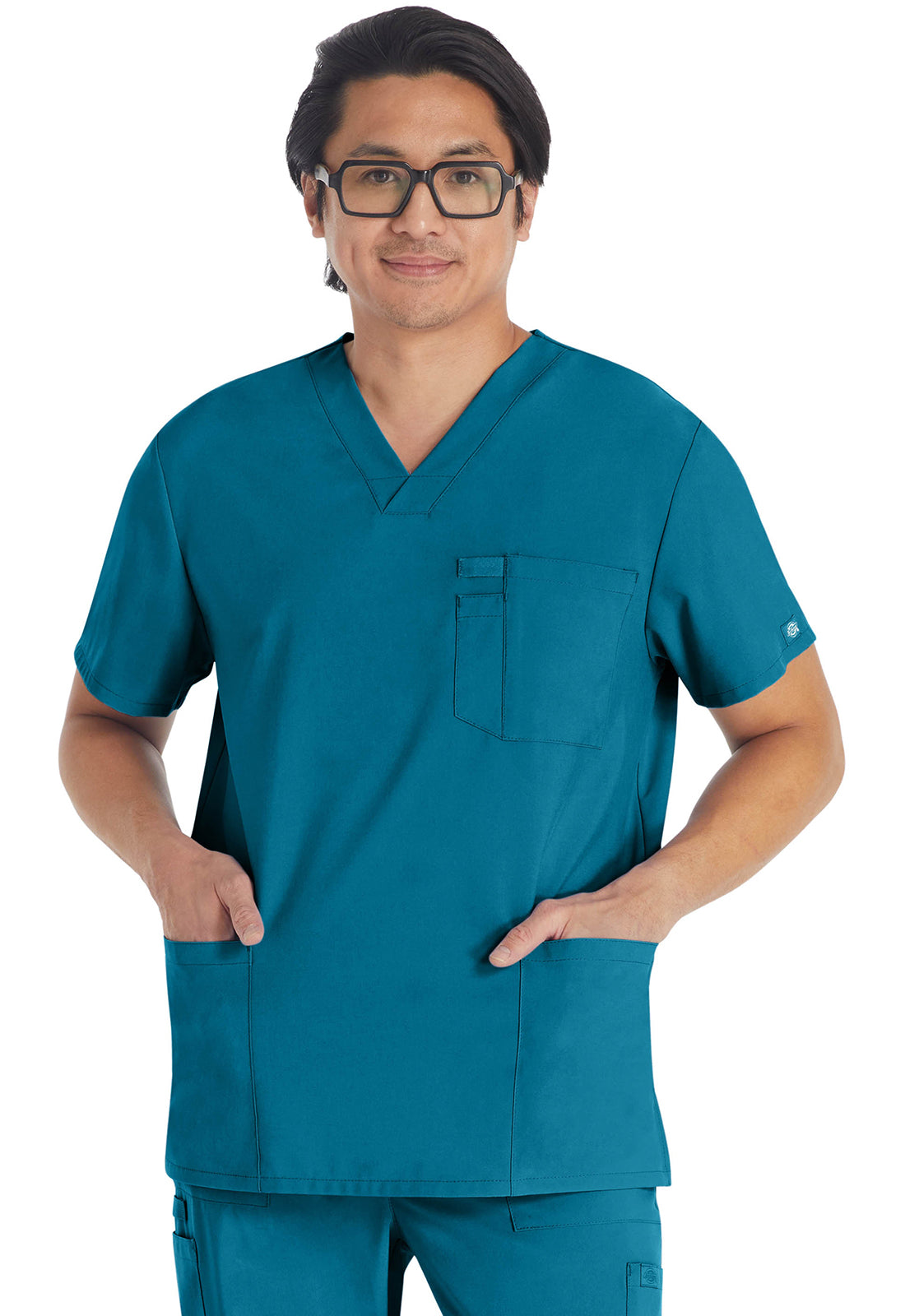Heren T-shirt met V-hals met moderne pasvorm en 360° stretch