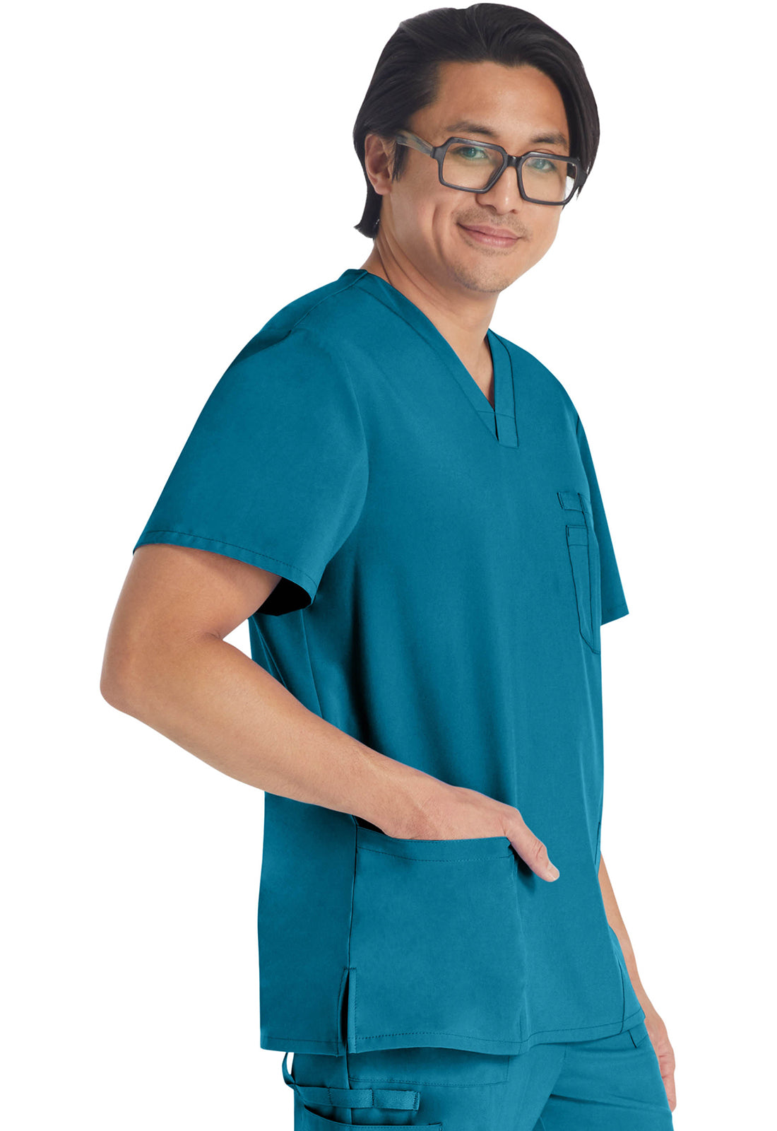 Heren T-shirt met V-hals met moderne pasvorm en 360° stretch
