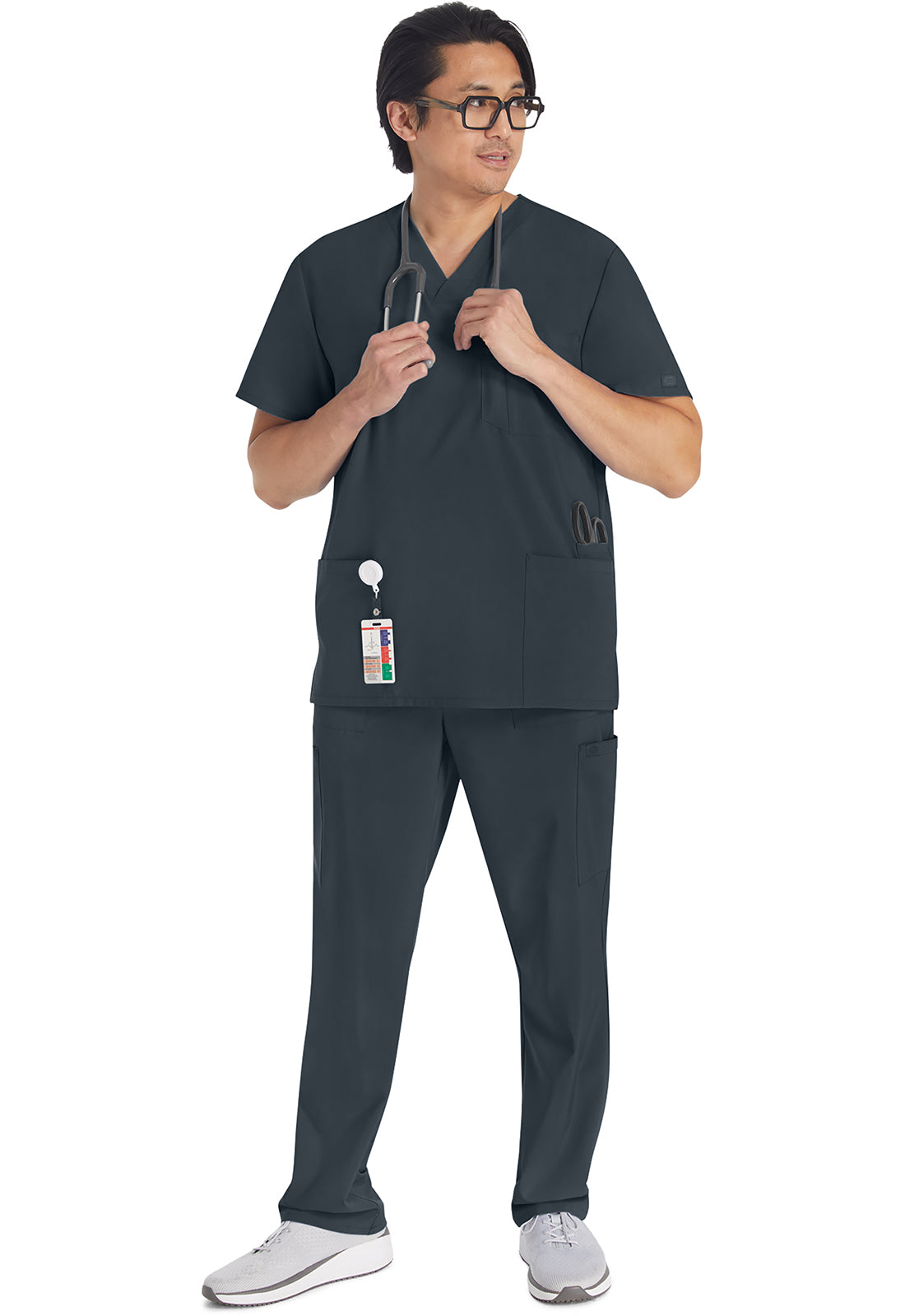 Heren T-shirt met V-hals met moderne pasvorm en 360° stretch