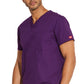Unisex top met V-hals die in de broek gedragen kan worden met borstzak en zijsplitten