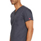 Unisex top met V-hals die in de broek gedragen kan worden met borstzak en zijsplitten