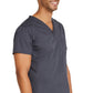 Unisex top met V-hals die in de broek gedragen kan worden met borstzak en zijsplitten