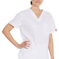 Unisex top met V-hals die in de broek gedragen kan worden met borstzak en zijsplitten