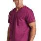 Unisex top met V-hals die in de broek gedragen kan worden met borstzak en zijsplitten