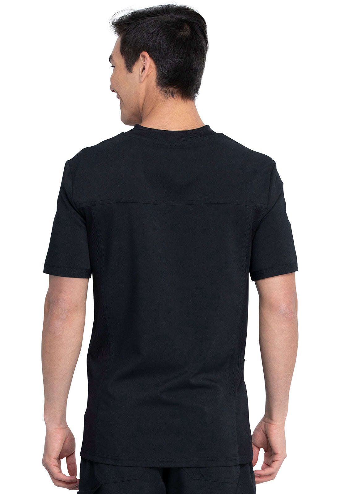 Heren T-shirt met V-hals met gebreide panelen en 2-way stretch