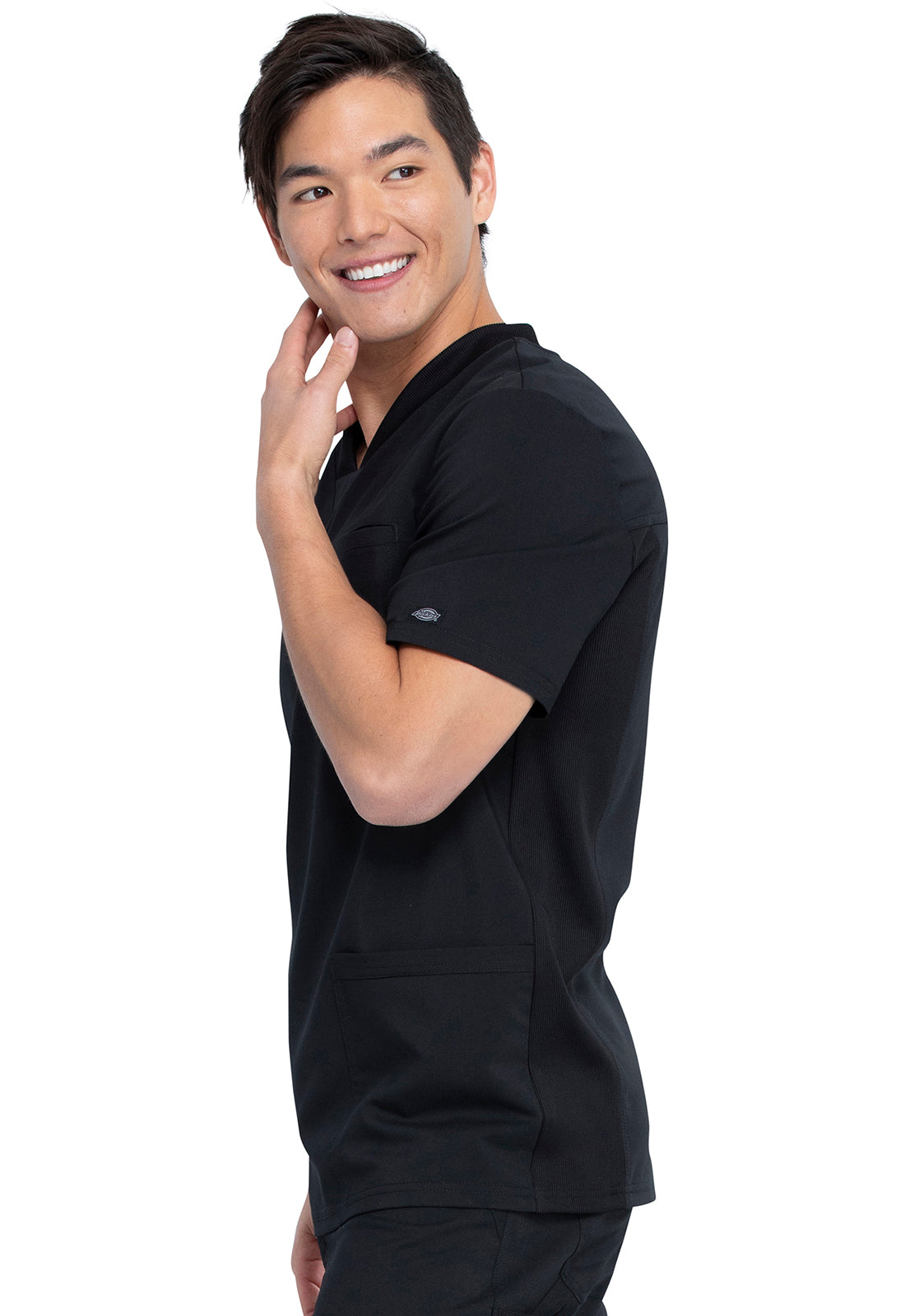 Heren T-shirt met V-hals met gebreide panelen en 2-way stretch