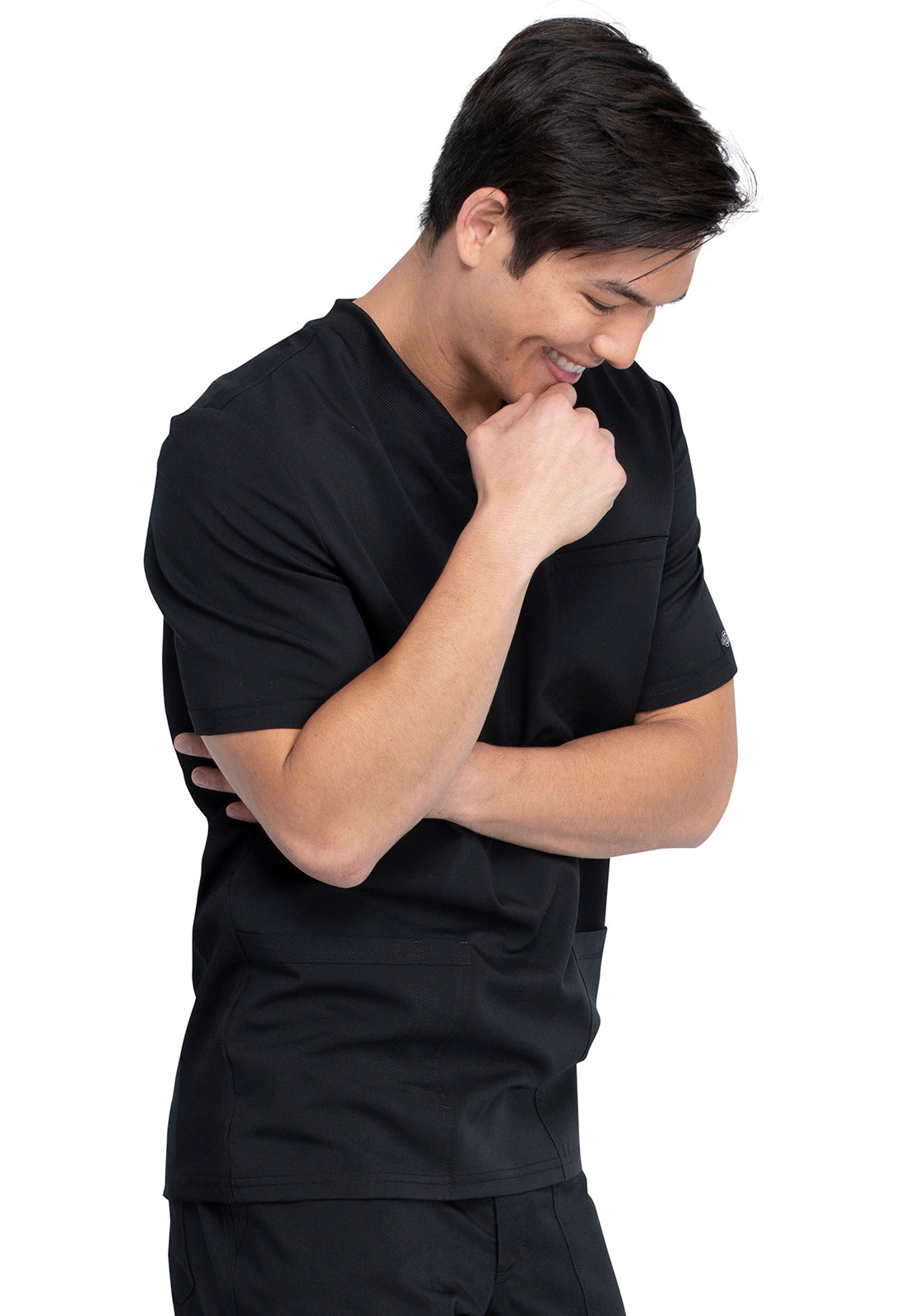 Heren T-shirt met V-hals met gebreide panelen en 2-way stretch